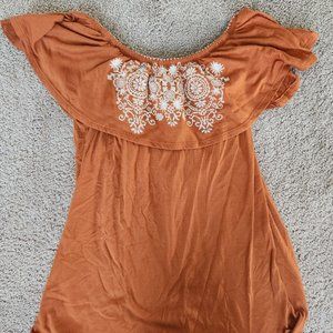 Burnt Orange Off Shoulder Top